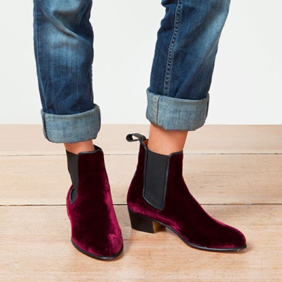 Penelope Chilvers Shoes - ✨HP✨ Penelope Chilvers Red Velvet Cubana Ankle Booties